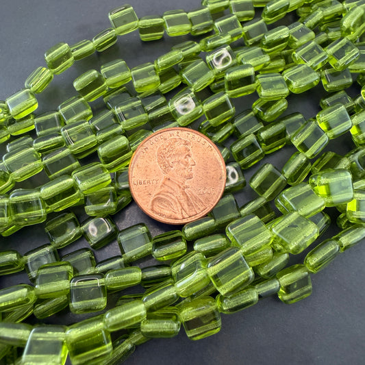 Two Hole Tile Bead Transparent Olive