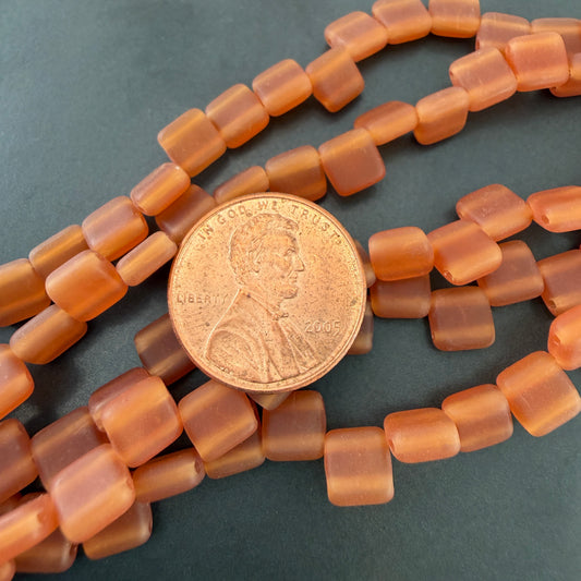 Two Hole Tile Bead Matte Amber