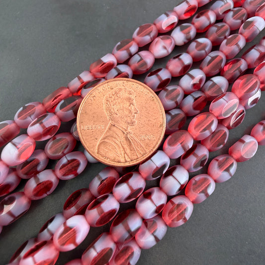 Transparent Crimson Red/White Table Cut Oval