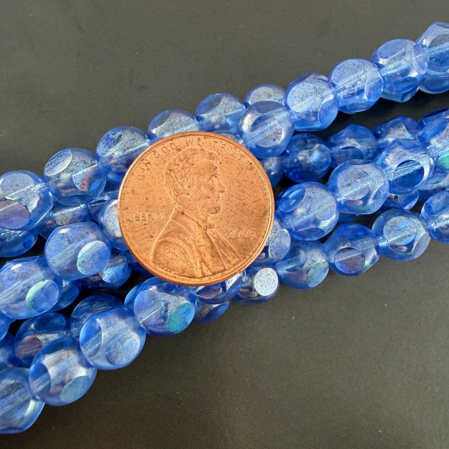 Transparent Light Sapphire Luster Table Cut 8mm Druk