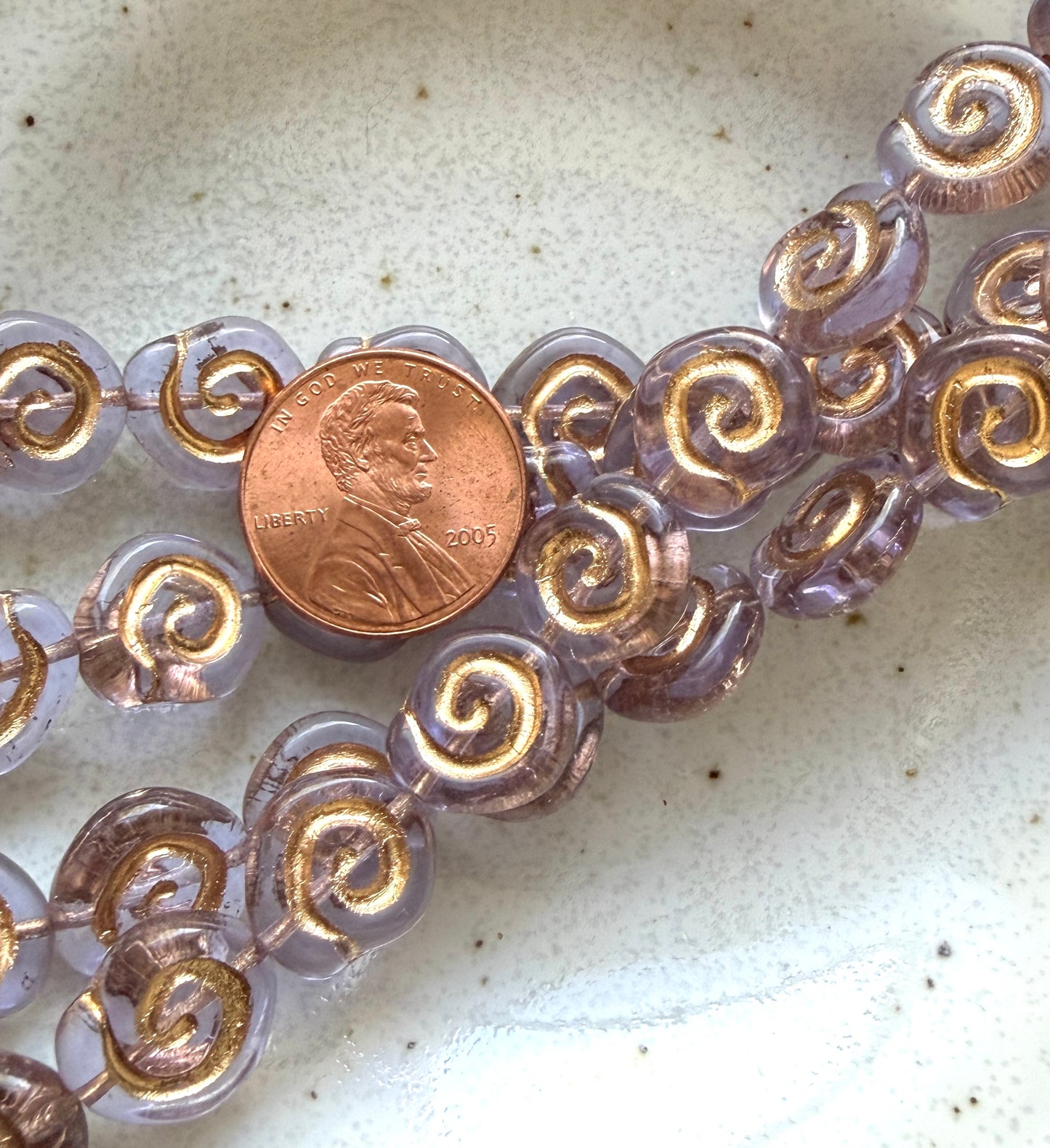 Transparent Lavender Gold Wash Snail Shell 12mm