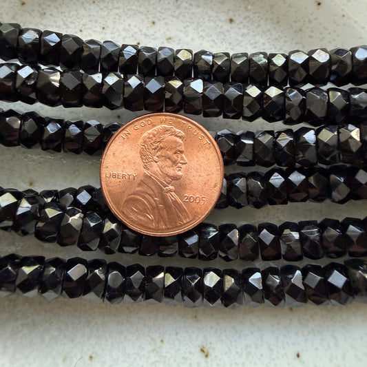 Jet Faceted Rondell 3mm x 6mm