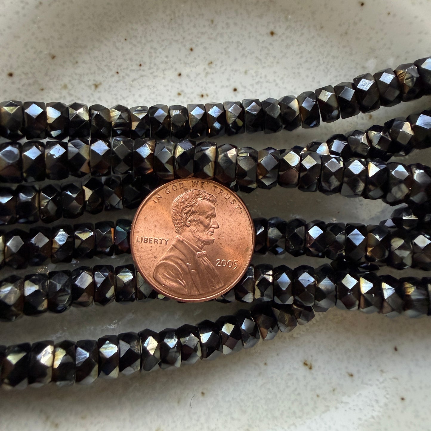 Jet/Bronze Faceted Rondell 3mm x 6mm