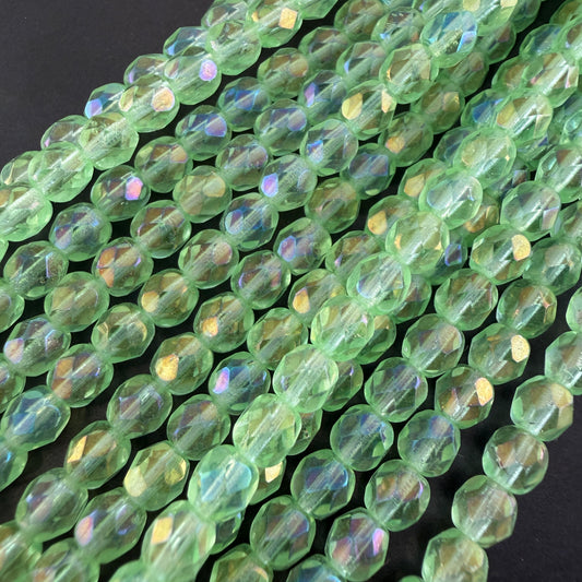 Transparent Peridot AB 5mm Fire Polish
