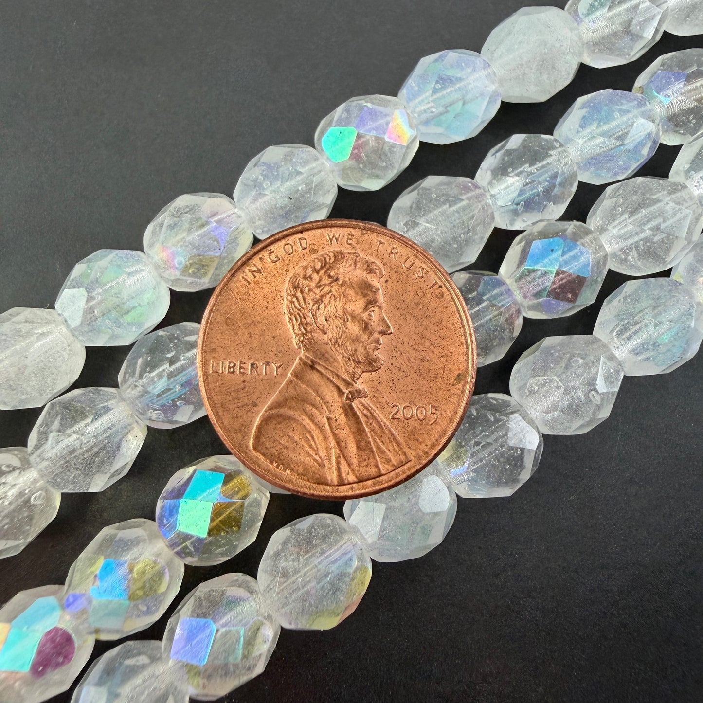 8mm Crystal Opal AB Fire Polish