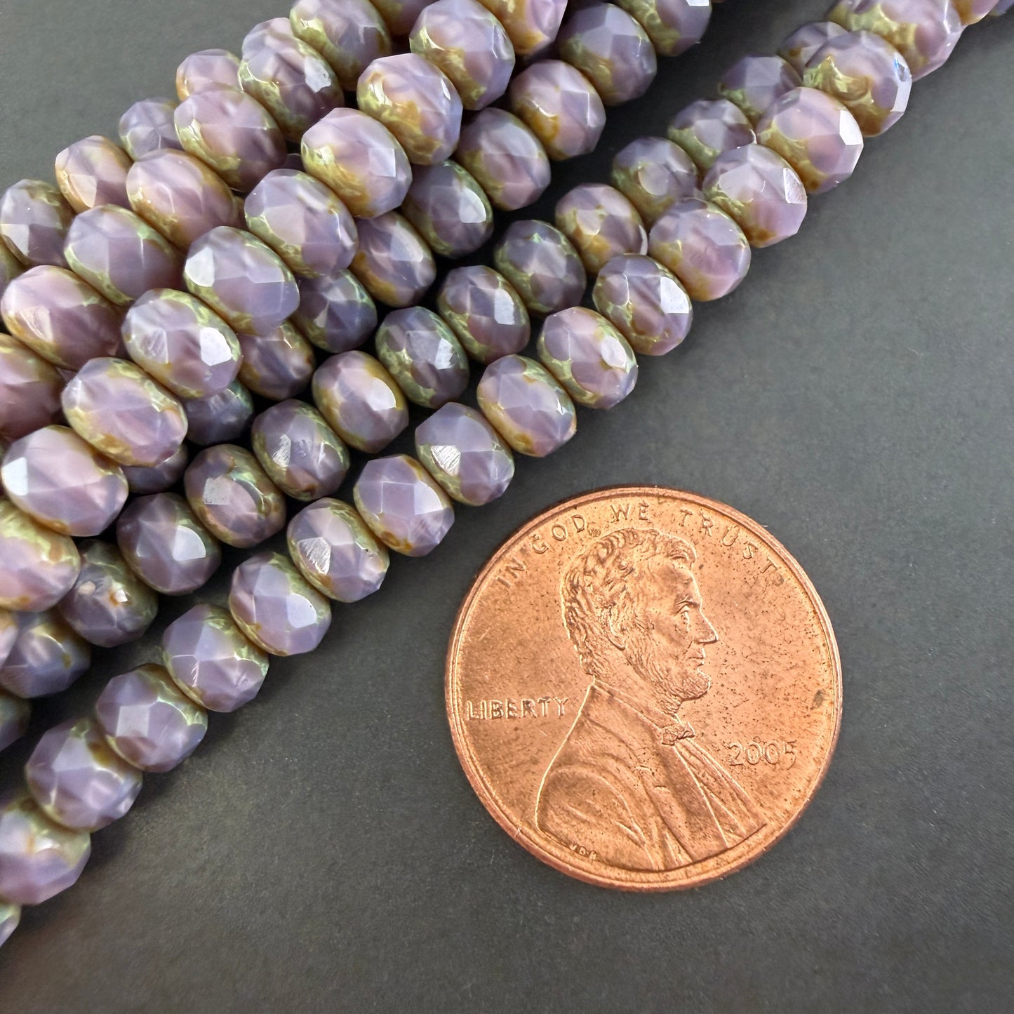Lavender Travertine Faceted Rondell 3mm x 5mm