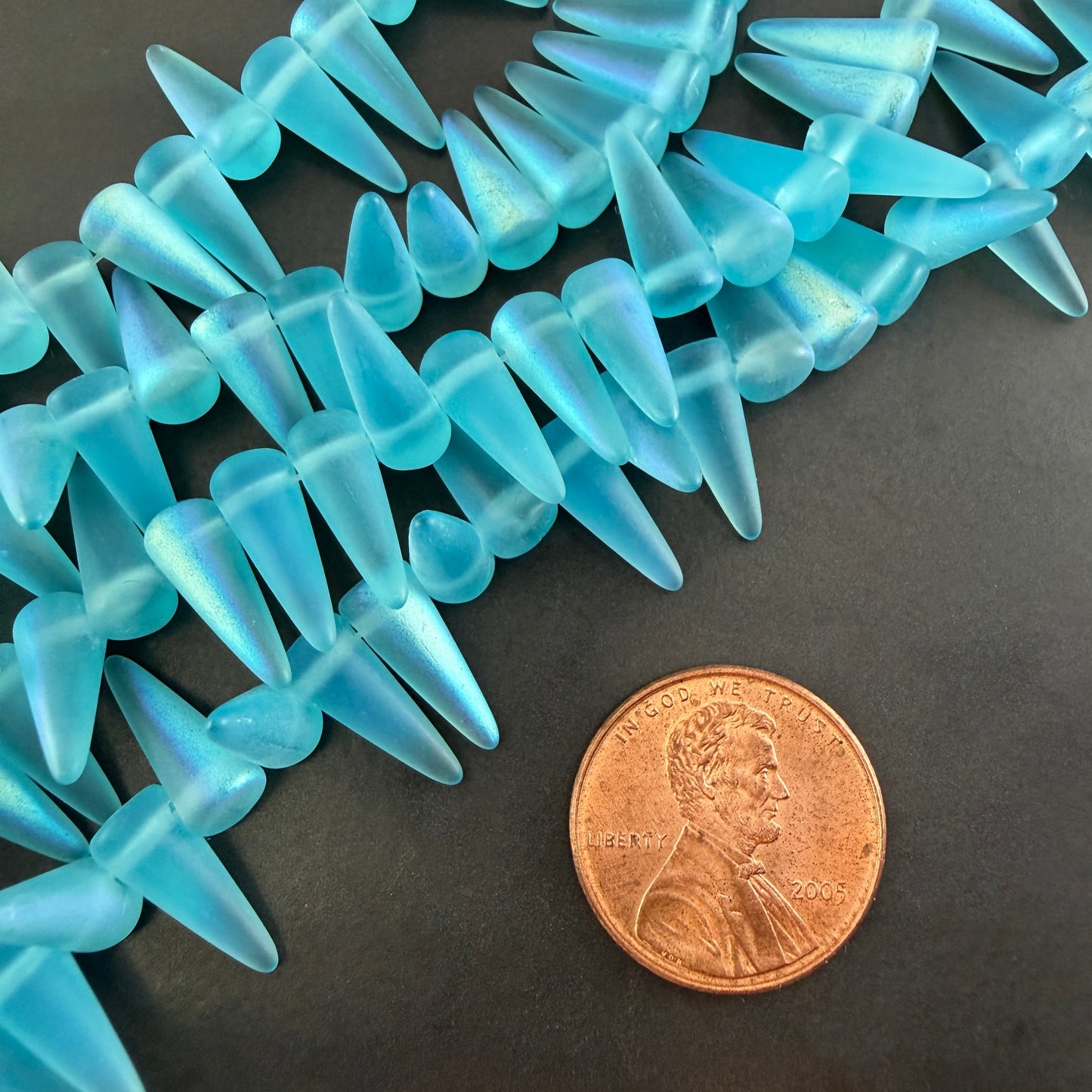 Matte Aqua AB Spike 5mm x 13mm
