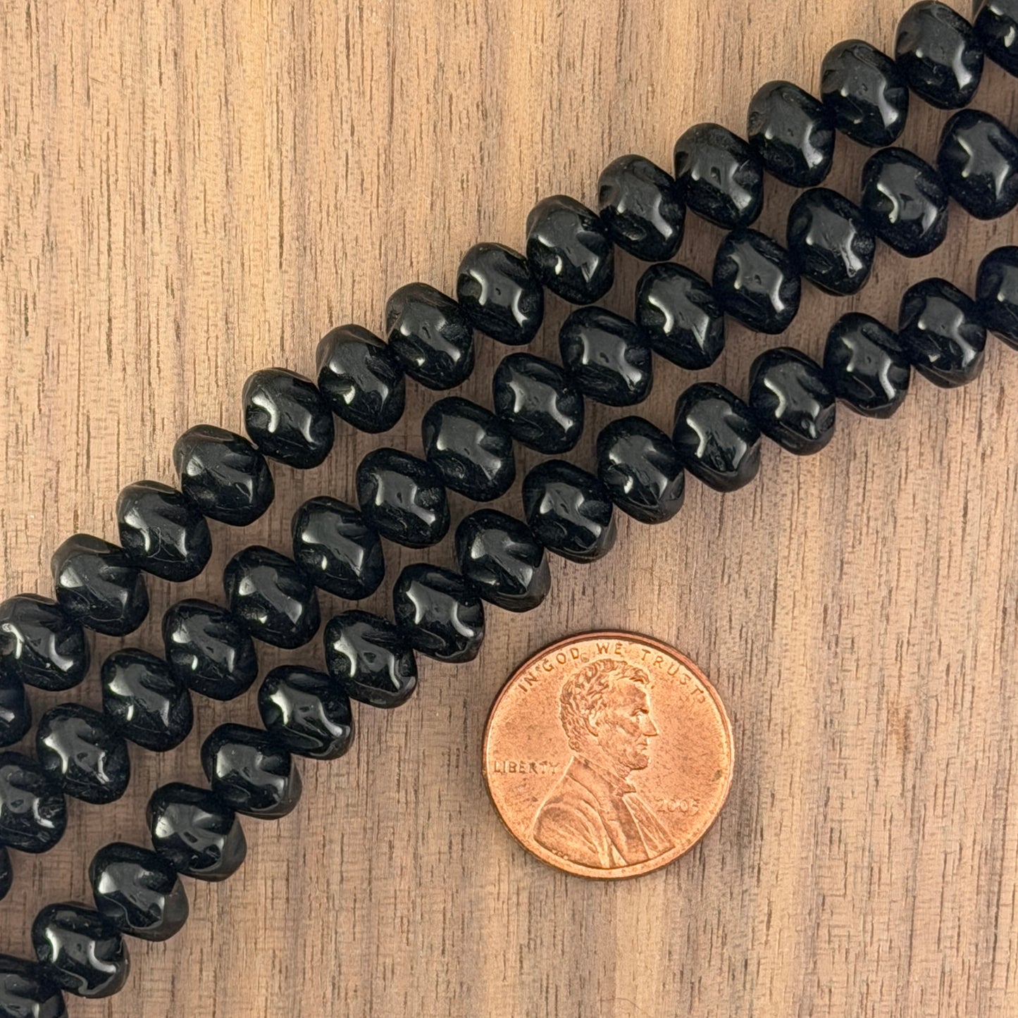 Jet Twisted Rondell 6mm x 8mm