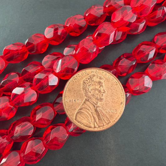 Transparent Siam Red Faceted 8mm Bead