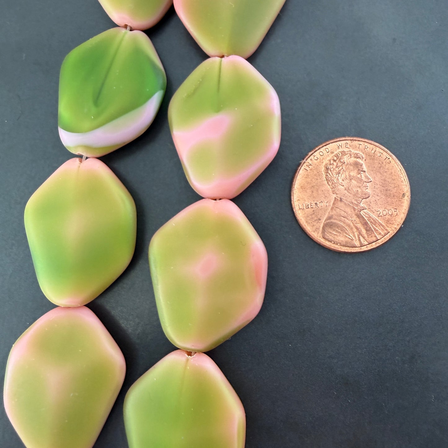 Large Pink/Green Irregular Flat Diamond
