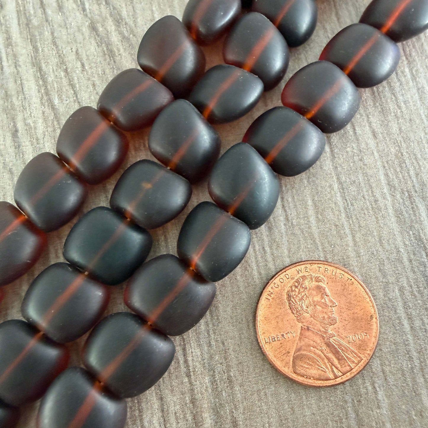 Transparent Matte Brown Pillow Bead