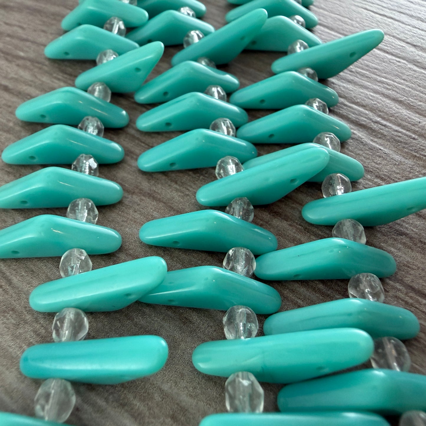 Turquoise Two Hole Triangle 6mm x 18mm