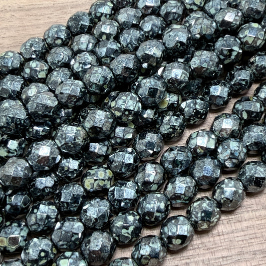 8mm Jet Luster Picasso Fire Polish