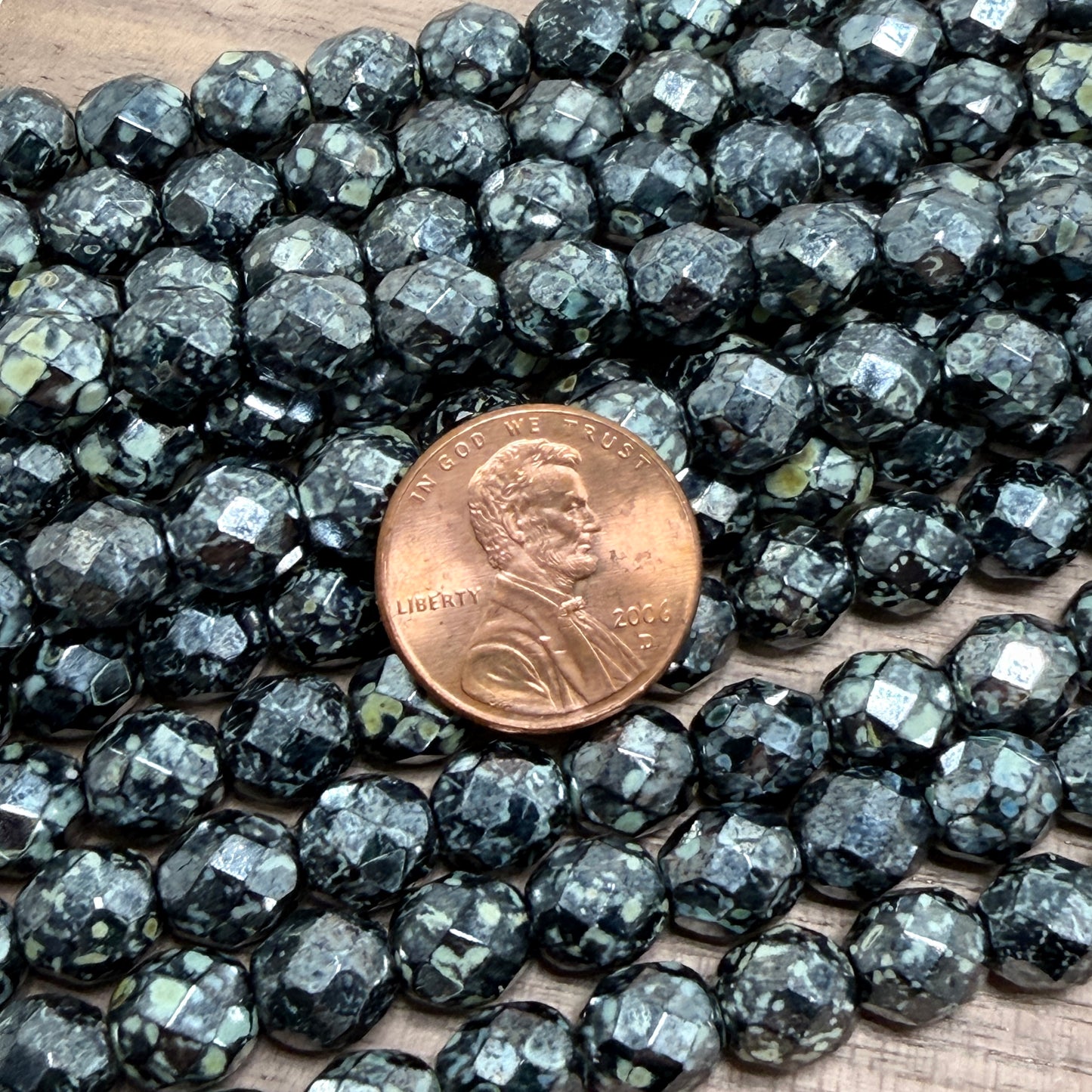 8mm Jet Luster Picasso Fire Polish