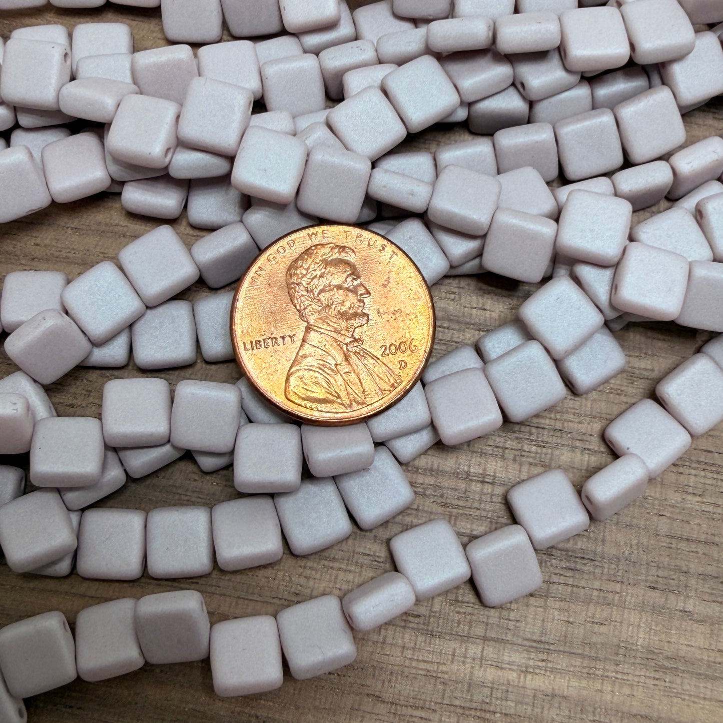 Two Hole Tile Bead Matte Grey