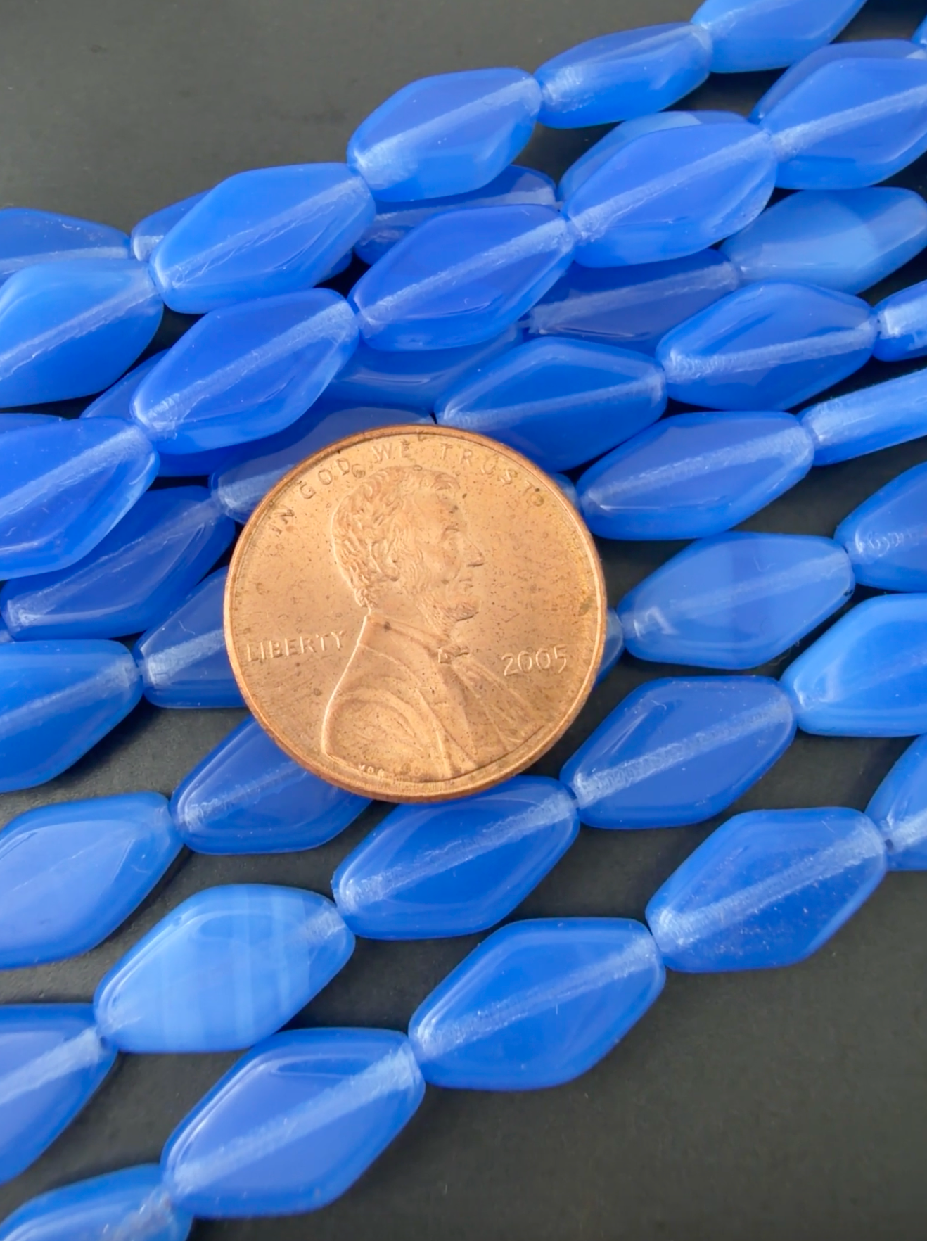 Blue Opal Flat Diamond, 12mm, 16 Beads