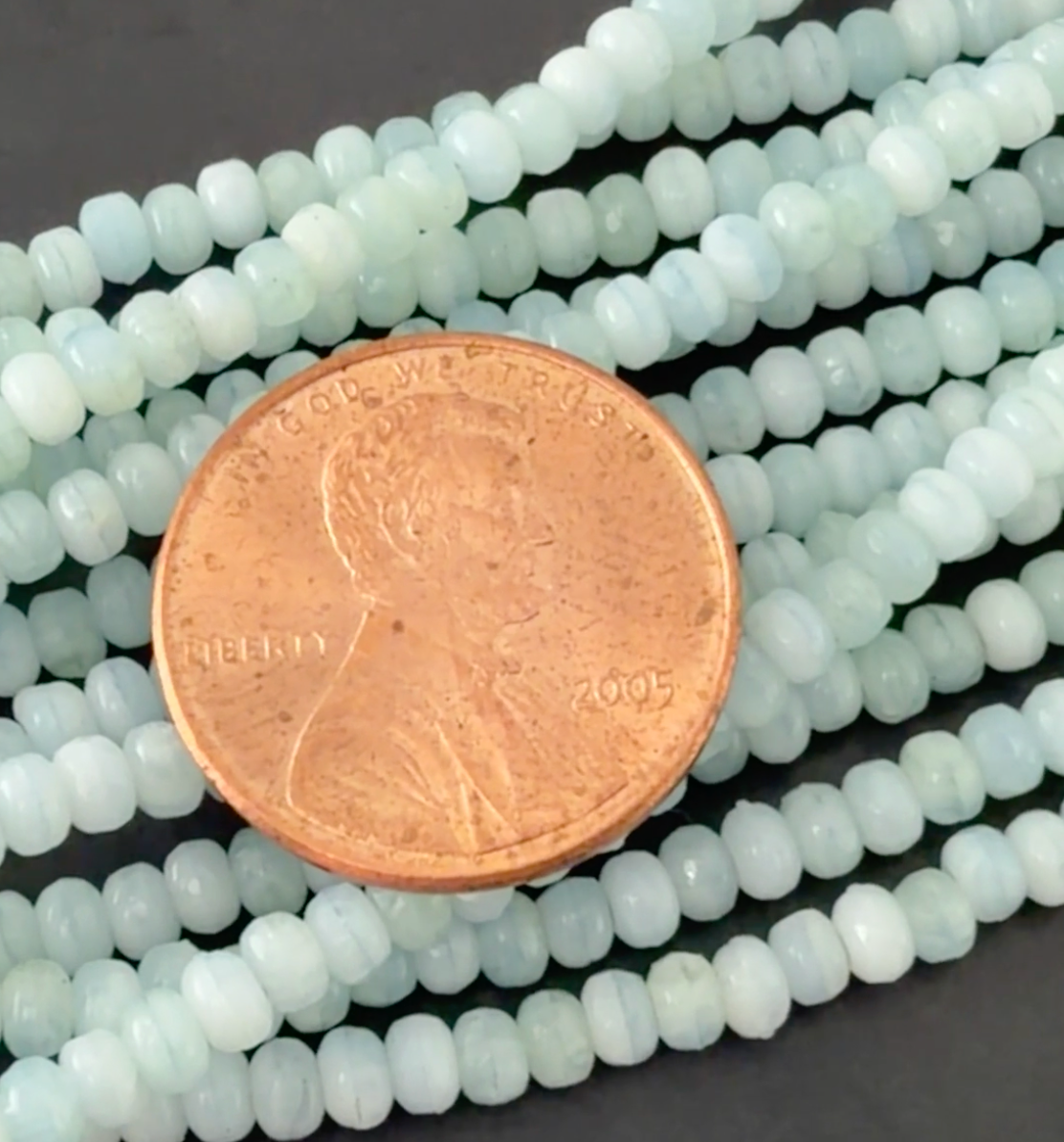 Tiny Milky Ice Blue/White Faceted Rondell