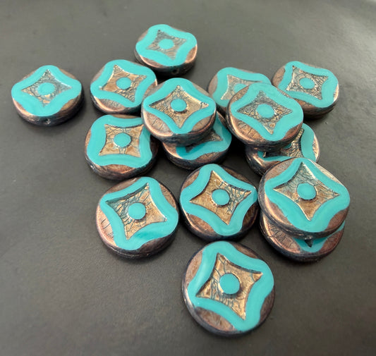 Turquoise/Bronze Diamond Table Cut Disc