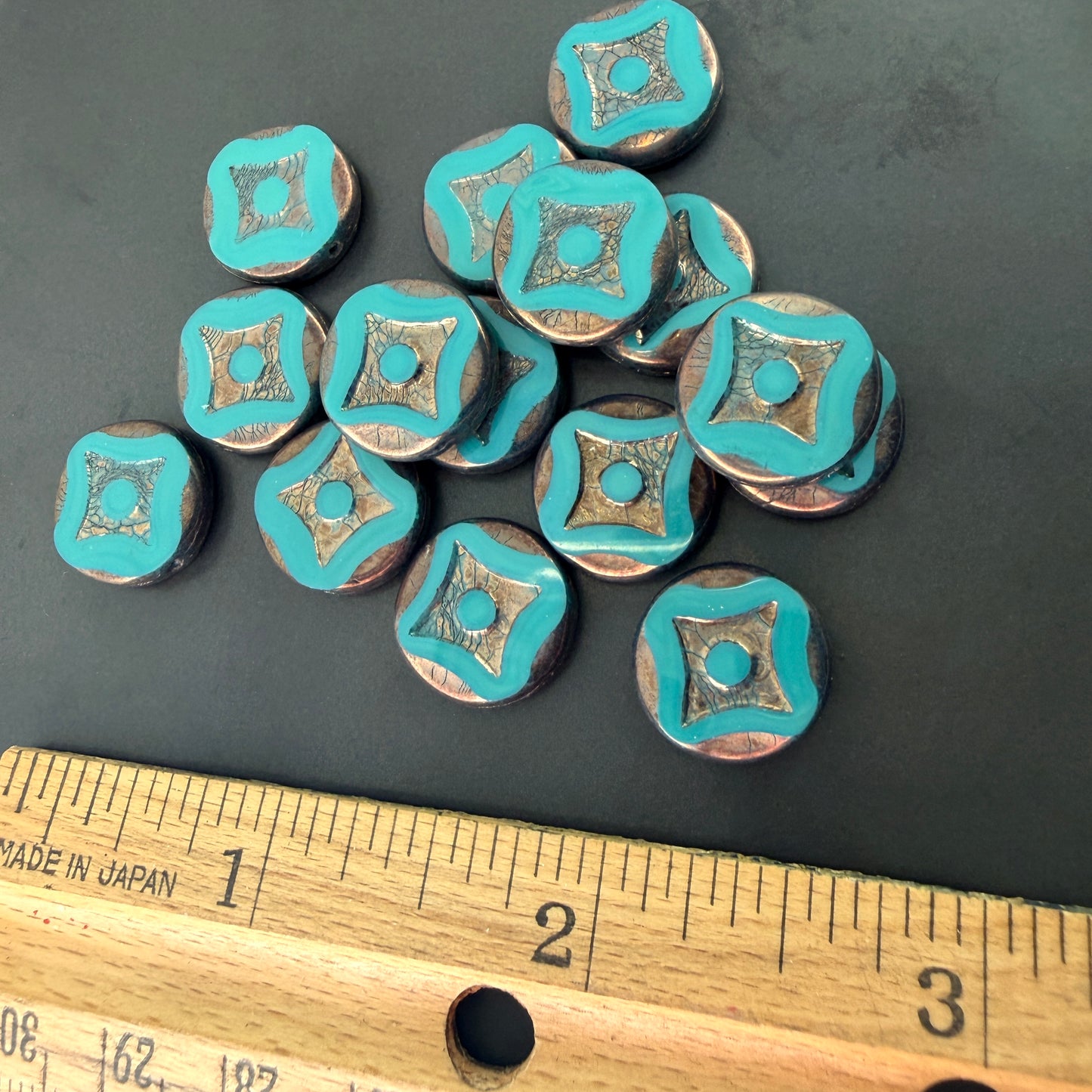 Turquoise/Bronze Diamond Table Cut Disc