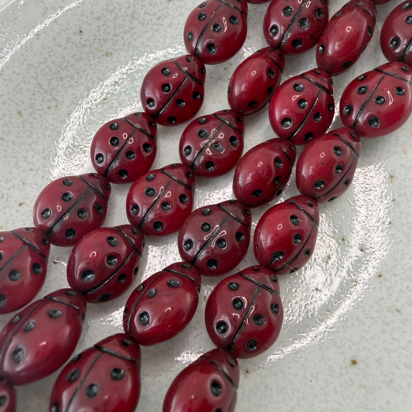 Red and Black Ladybug Bead, 13mm, 11 beads