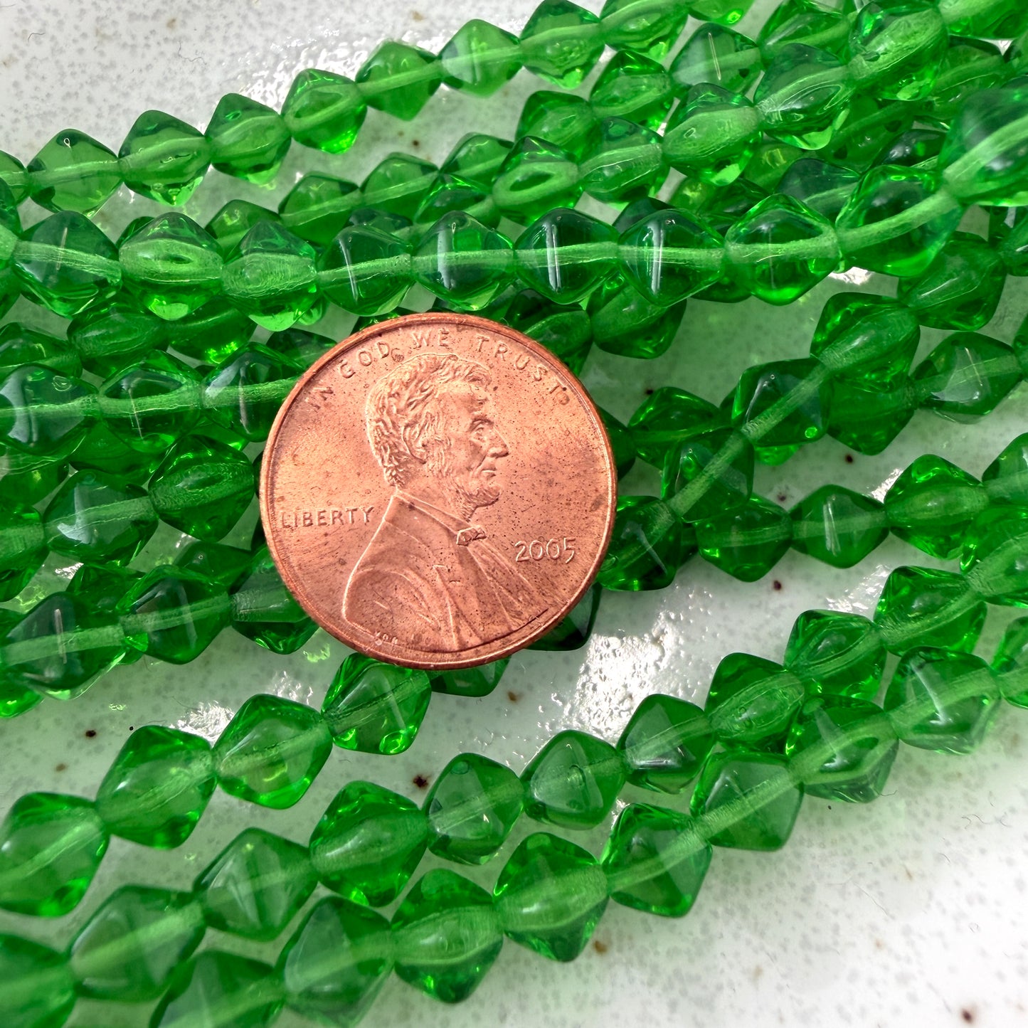 Transparent Green 6mm Bicone