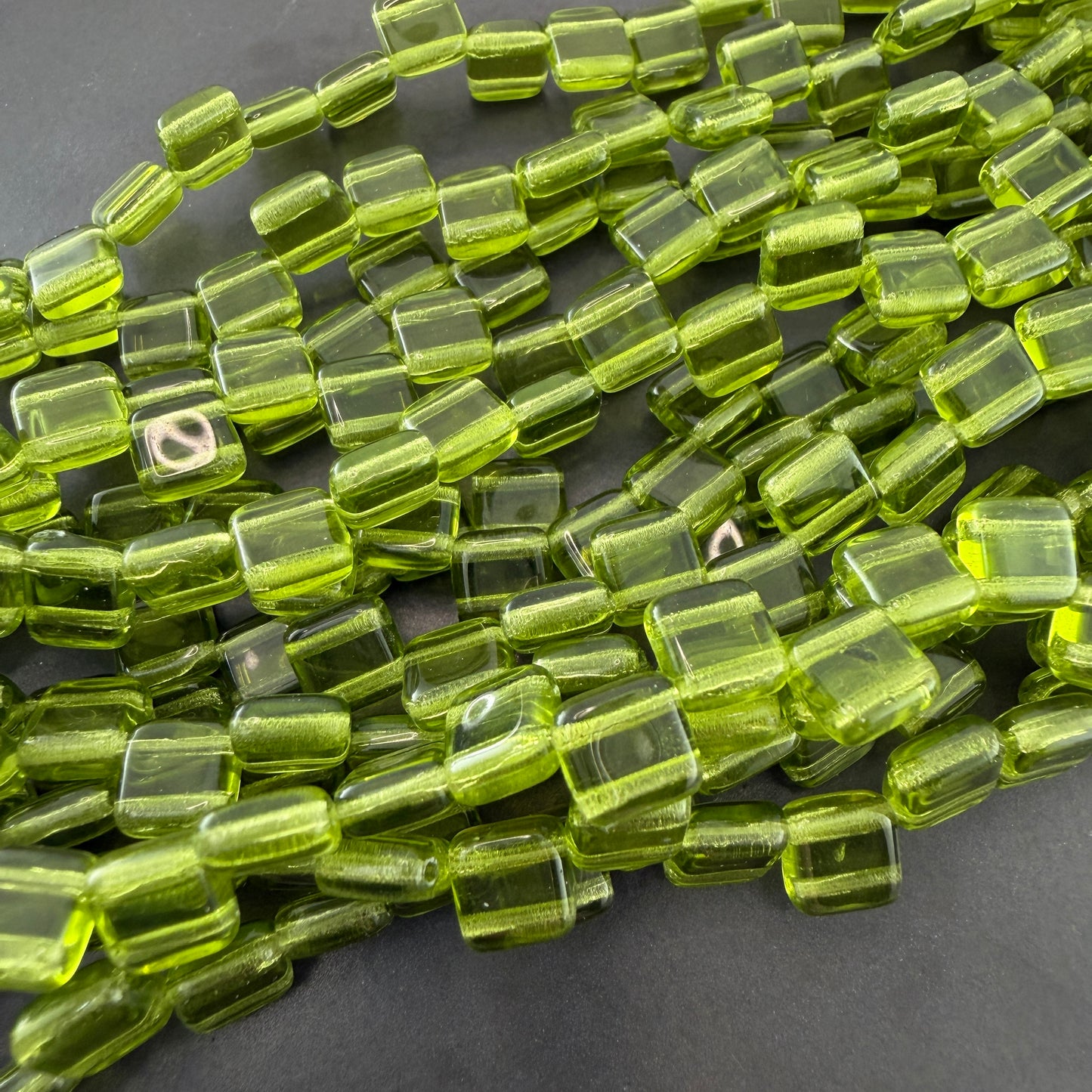 Two Hole Tile Bead Transparent Olive