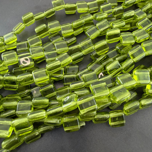 Two Hole Tile Bead Transparent Olive