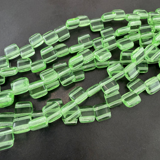 Two Hole Tile Bead Transparent Peridot