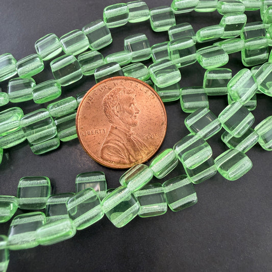 Two Hole Tile Bead Transparent Peridot
