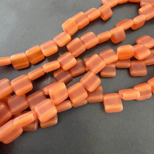Two Hole Tile Bead Matte Amber