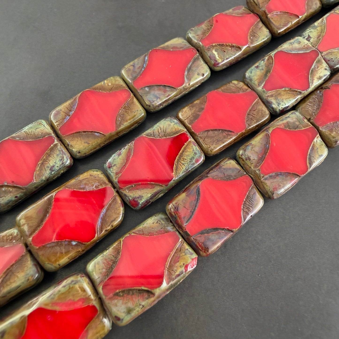 Red Travertine Table Cut Rectangle 11mm x 16mm