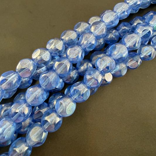Transparent Light Sapphire Luster Table Cut 8mm Druk