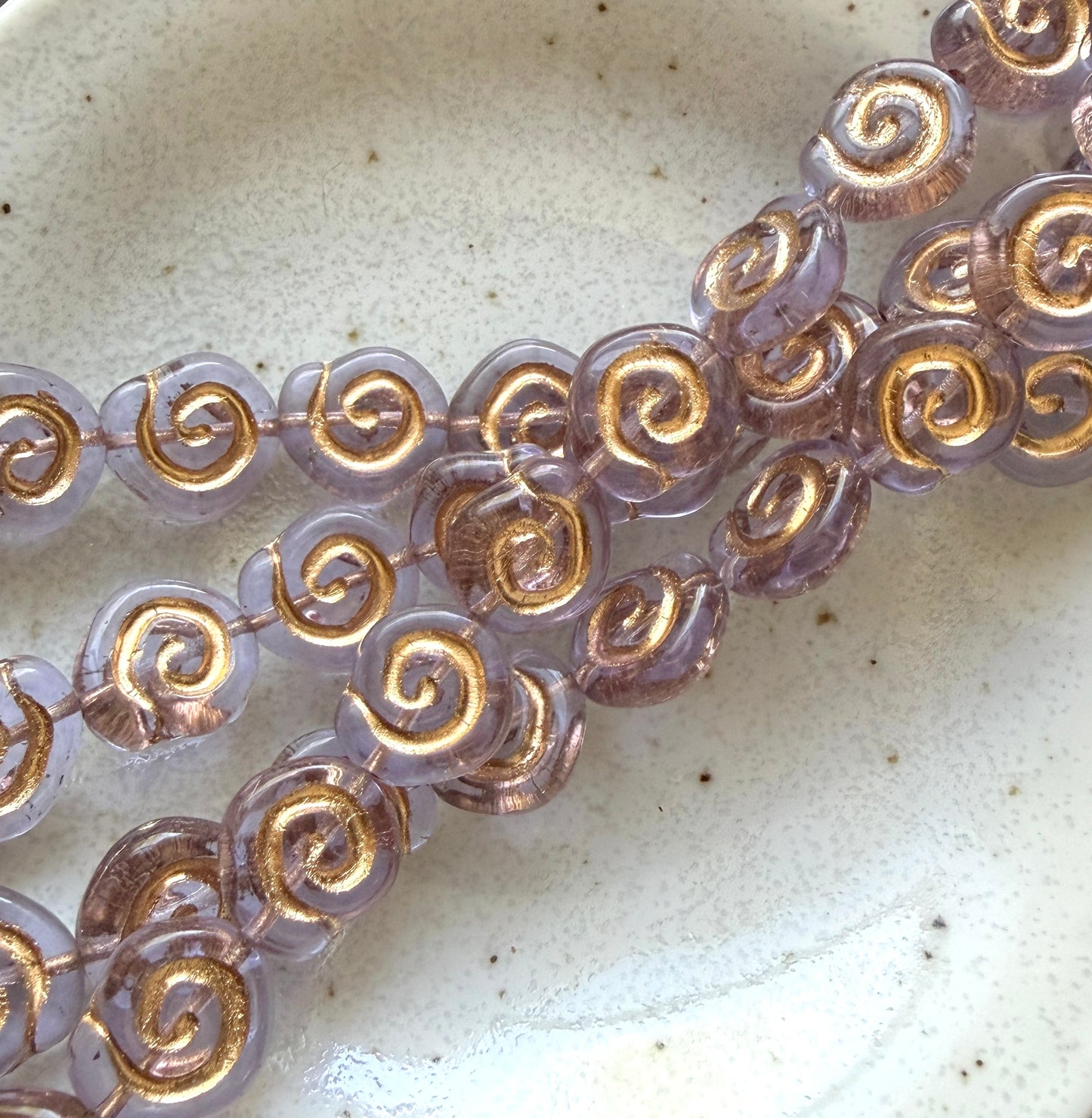 Transparent Lavender Gold Wash Snail Shell 12mm