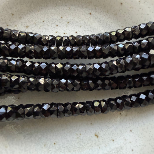 Jet Faceted Rondell 3mm x 6mm