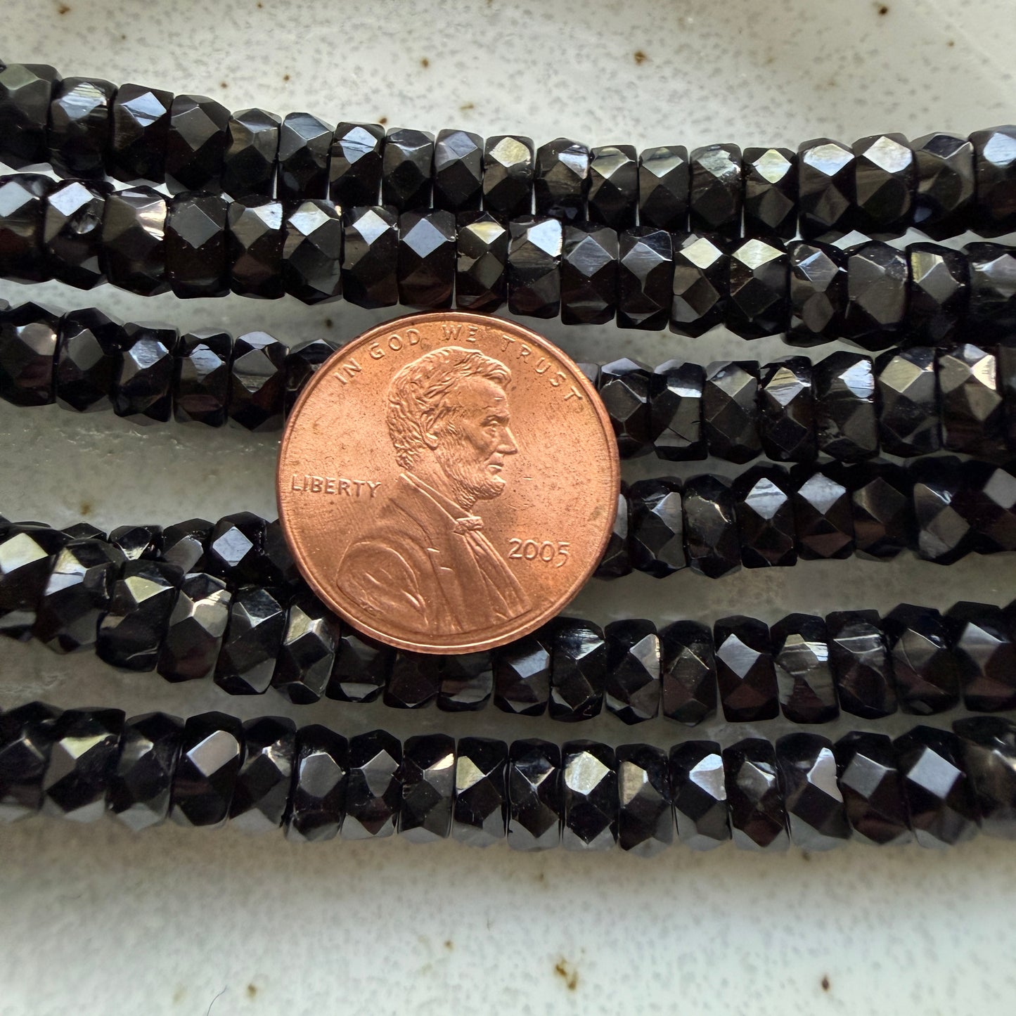 Jet Faceted Rondell 3mm x 6mm