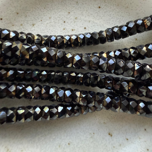 Jet/Bronze Faceted Rondell 3mm x 6mm