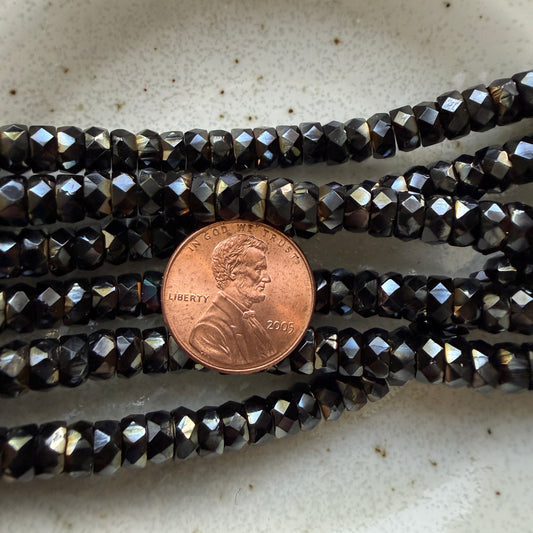 Jet/Bronze Faceted Rondell 3mm x 6mm