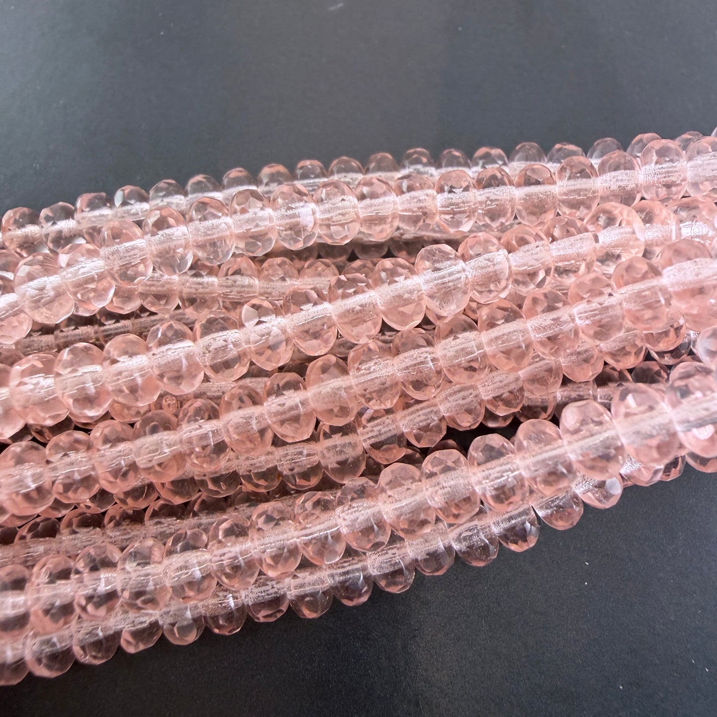 Transparent Pink Faceted Rondell
