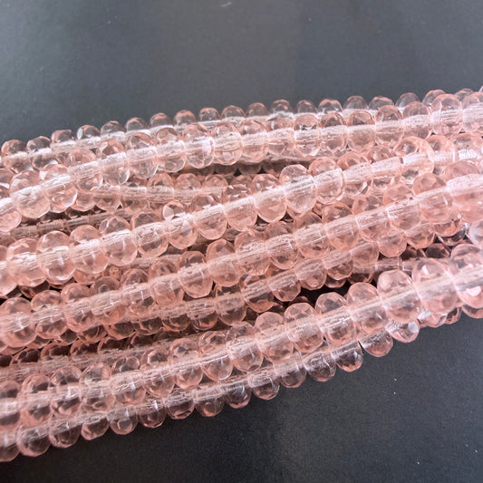 Transparent Pink Faceted Rondell