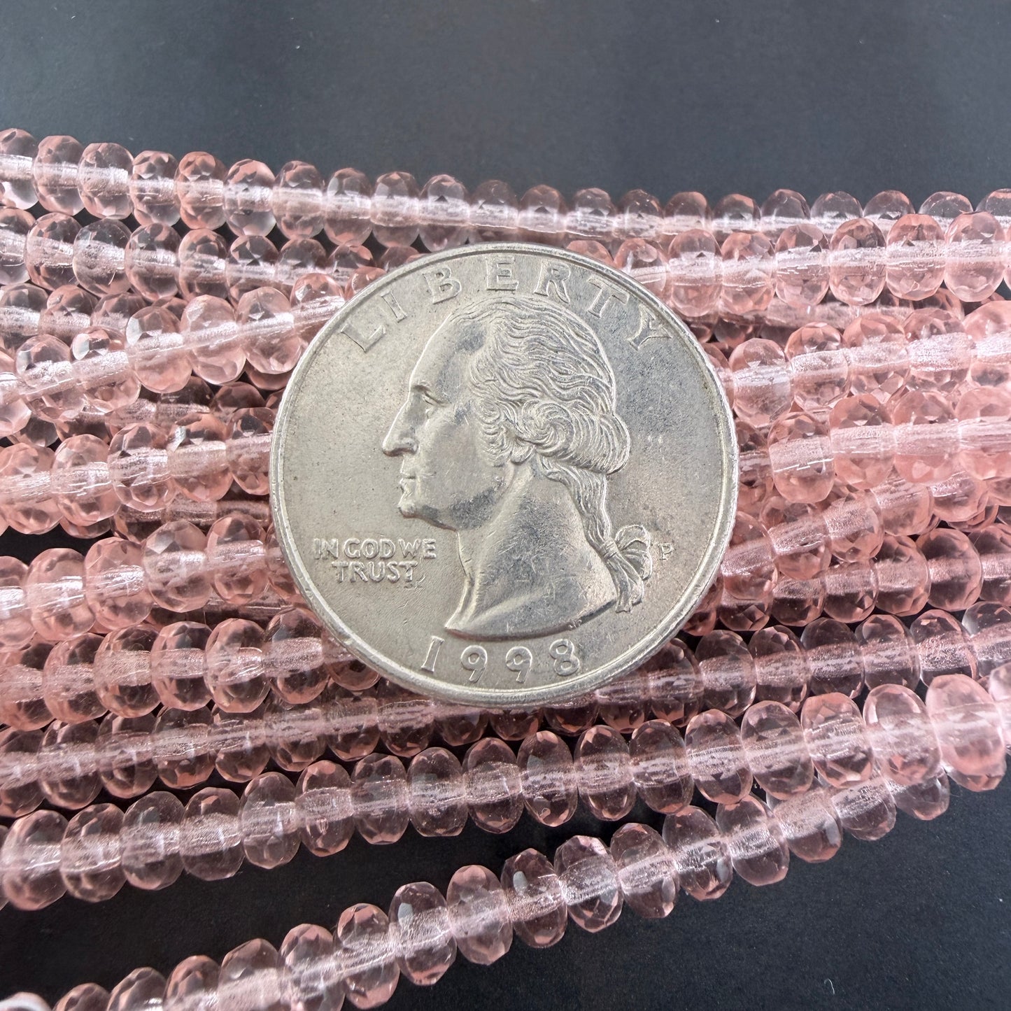 Transparent Pink Faceted Rondell