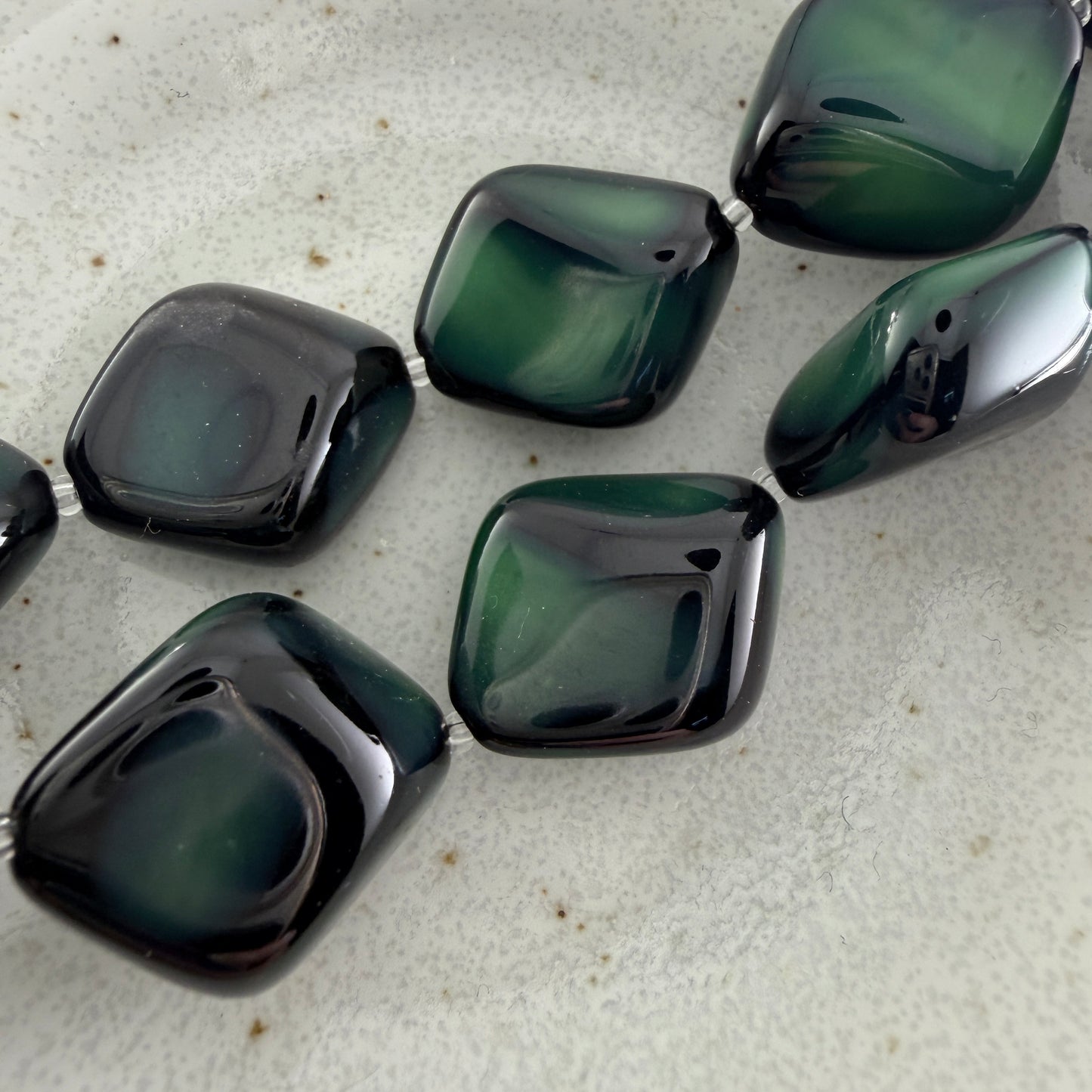 Jet/Green Rounded Diamond Nugget Bead