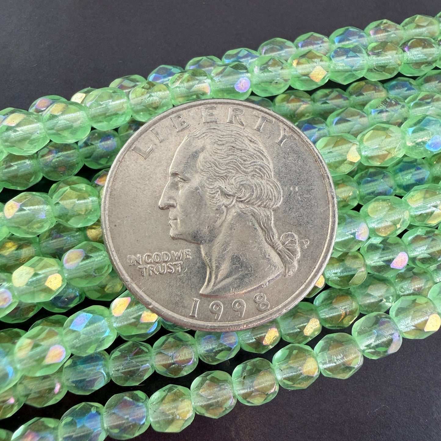 Transparent Peridot AB 5mm Fire Polish