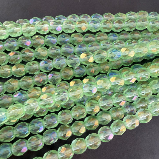 Transparent Peridot AB 5mm Fire Polish