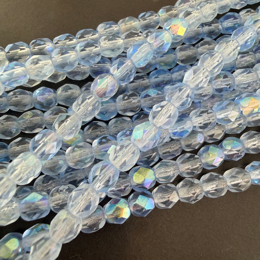 Transparent Light Sapphire AB 5mm Fire Polish