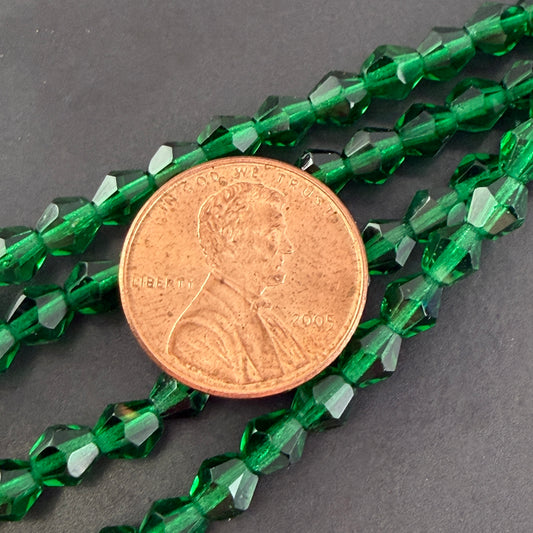 Transparent Emerald 5mm Faceted Bicone