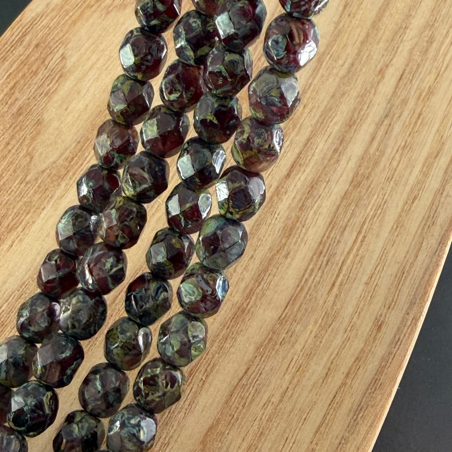 6mm Burgundy Travertine Fire Polish