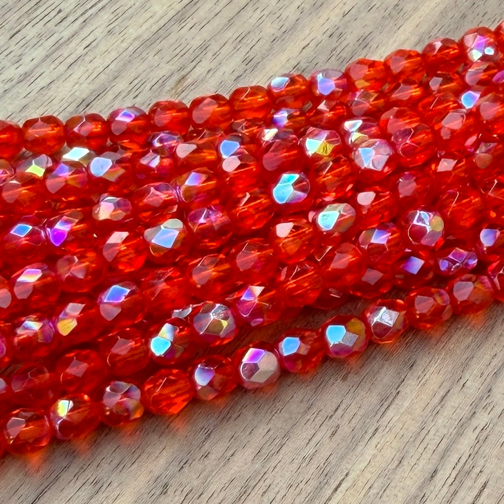 Transparent Orange AB 5mm Fire Polish