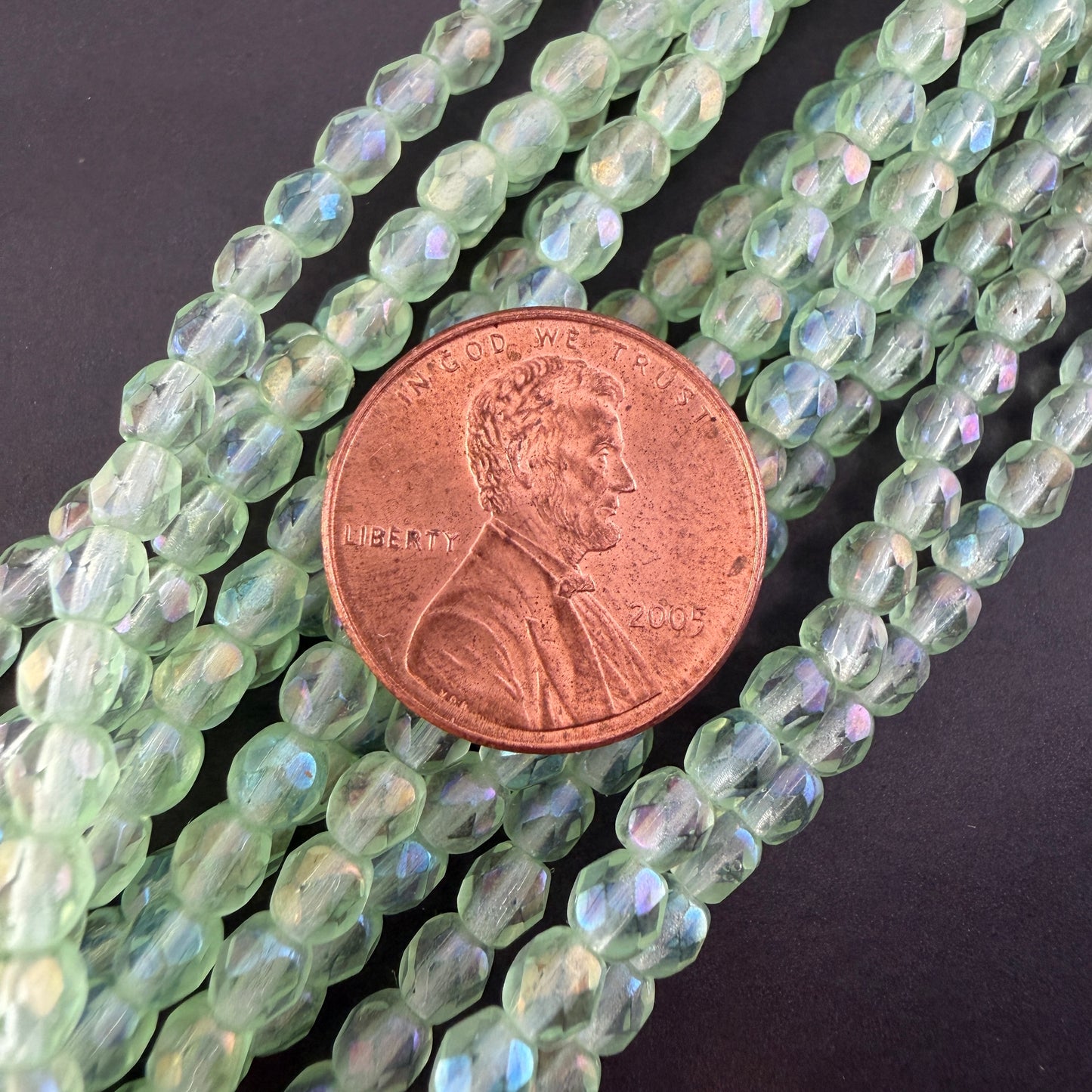 4mm Peridot AB Fire Polish