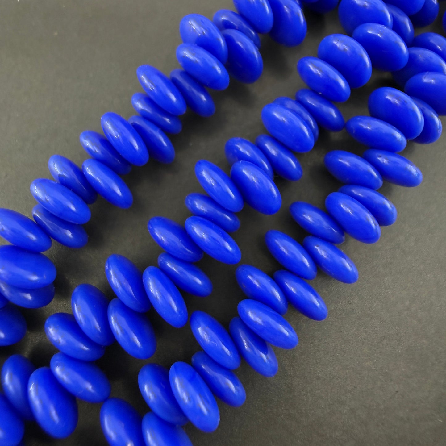 Blue Lentil Bead, 6mm, 96 Beads