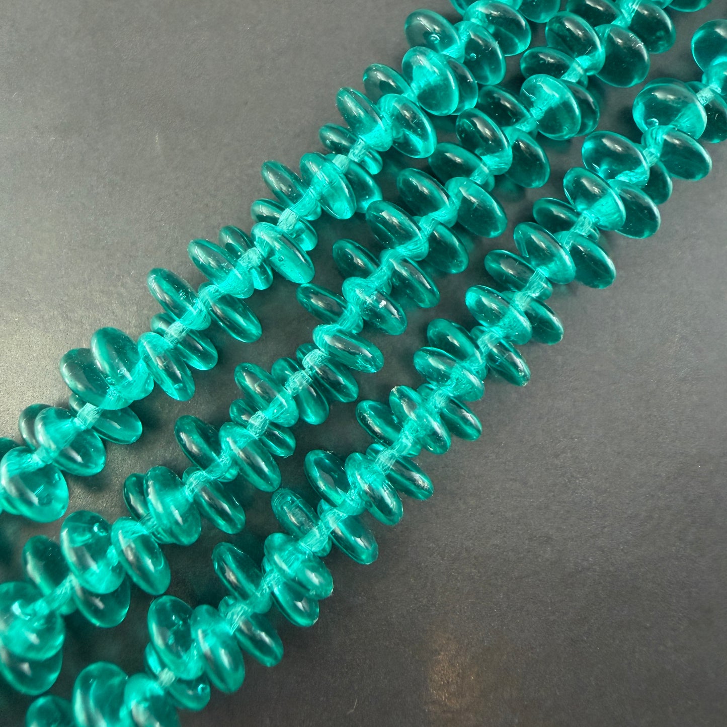 Teal Lentil Bead, 6mm, 96 Beads
